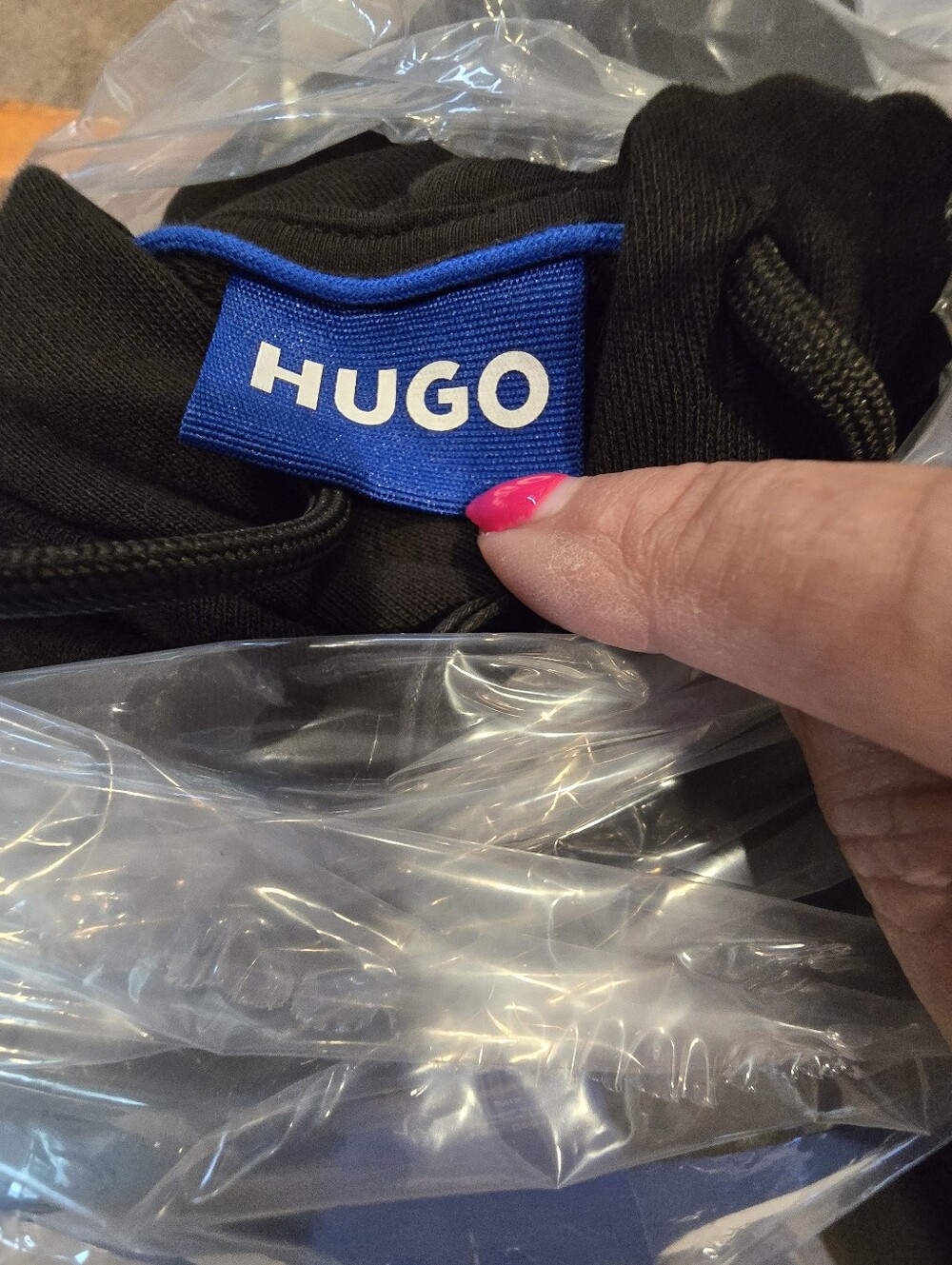 HUGO Black Hoodie with Blue Logo Box.  Men's Size XXL. NWT. MSRP $139 - Picture 5 of 7
